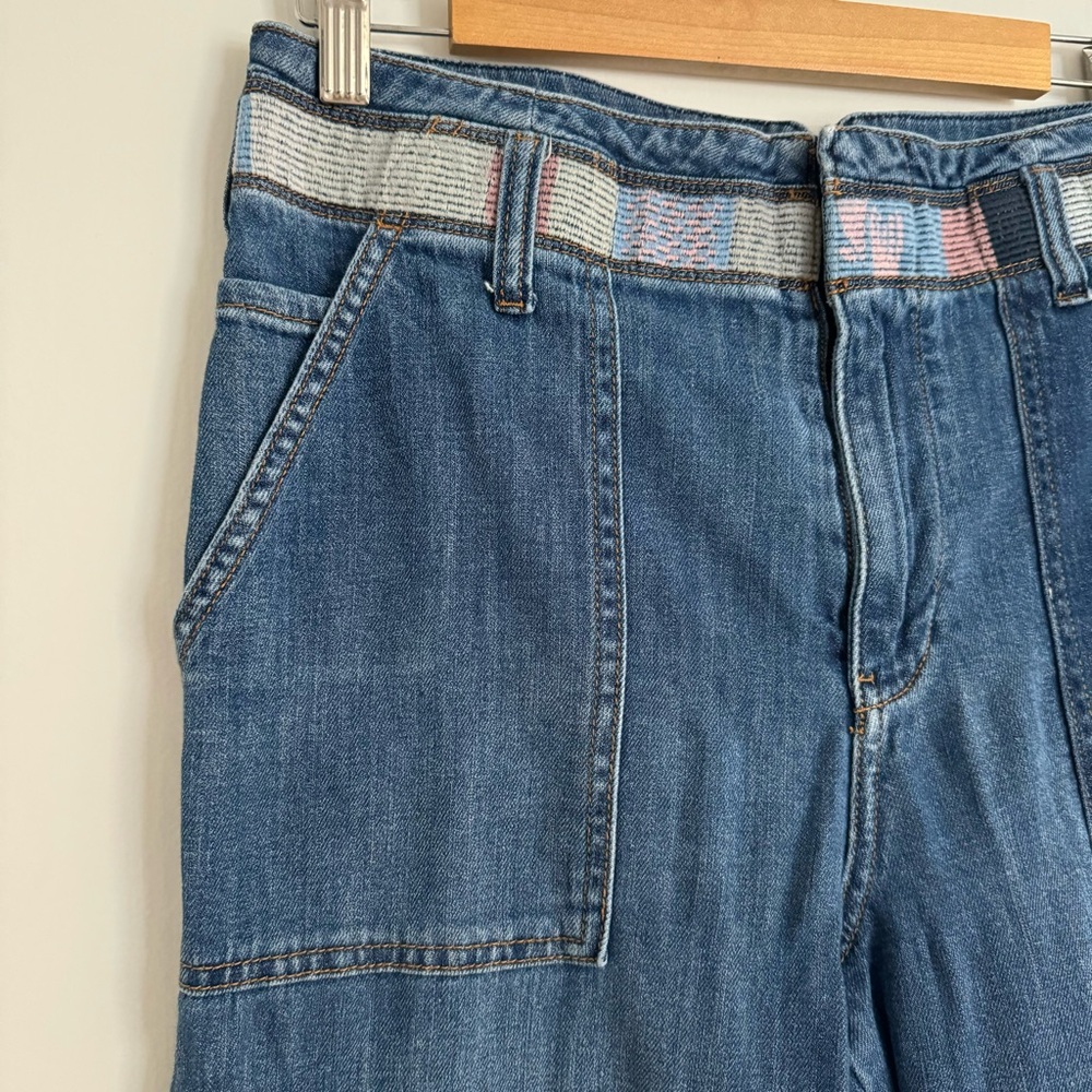 Anthropologie patchwork workwear jeans